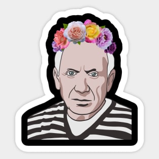 Artist Portrait With Flower Crown Sticker